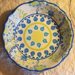 Cynthia Rowley Royal Blue and Floral Medallion Pattern Melamine Bowls.